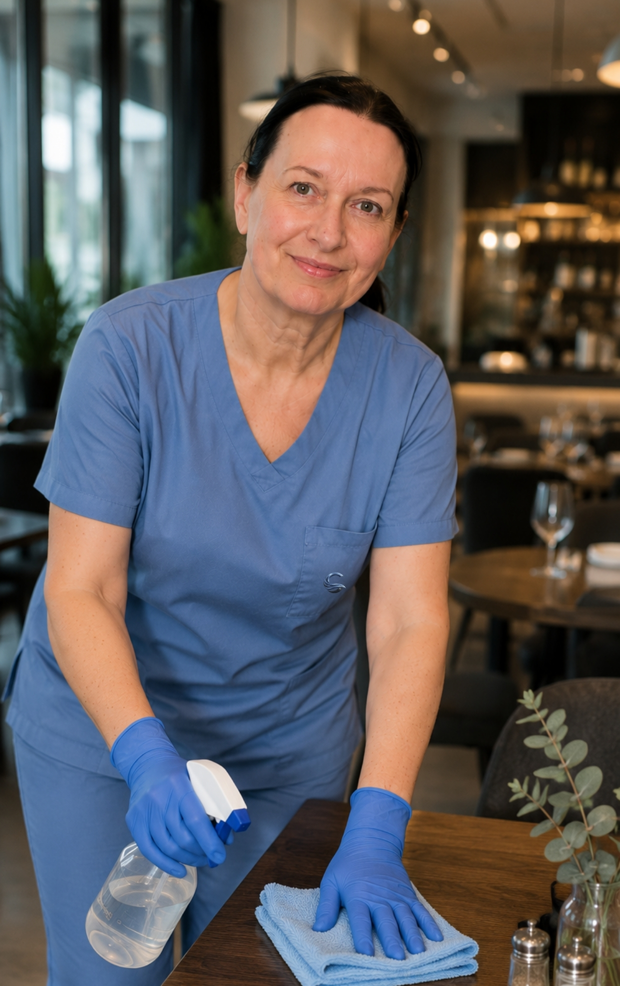 Mitarbeiterin von Cleanata bei der Gastronomiereinigung in Mannheim